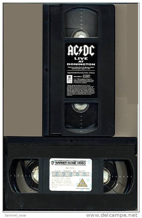 2 X VHS Musikvideo  AC/DC : Let There Be Rock +  Live At Donington   ,  Von 1988 + 1992 - Concert & Music