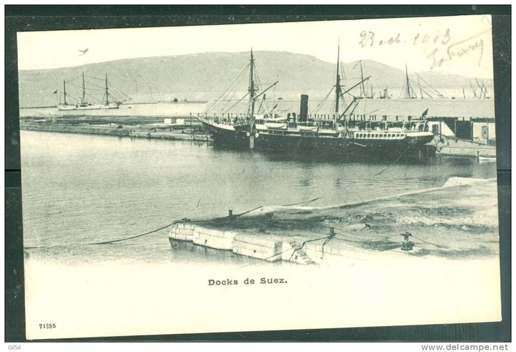 Port Said Yvert N° 24 SUR CPA ( Docks De Suez ) Pour Paris En 1903  -  Ab5617 - Other & Unclassified