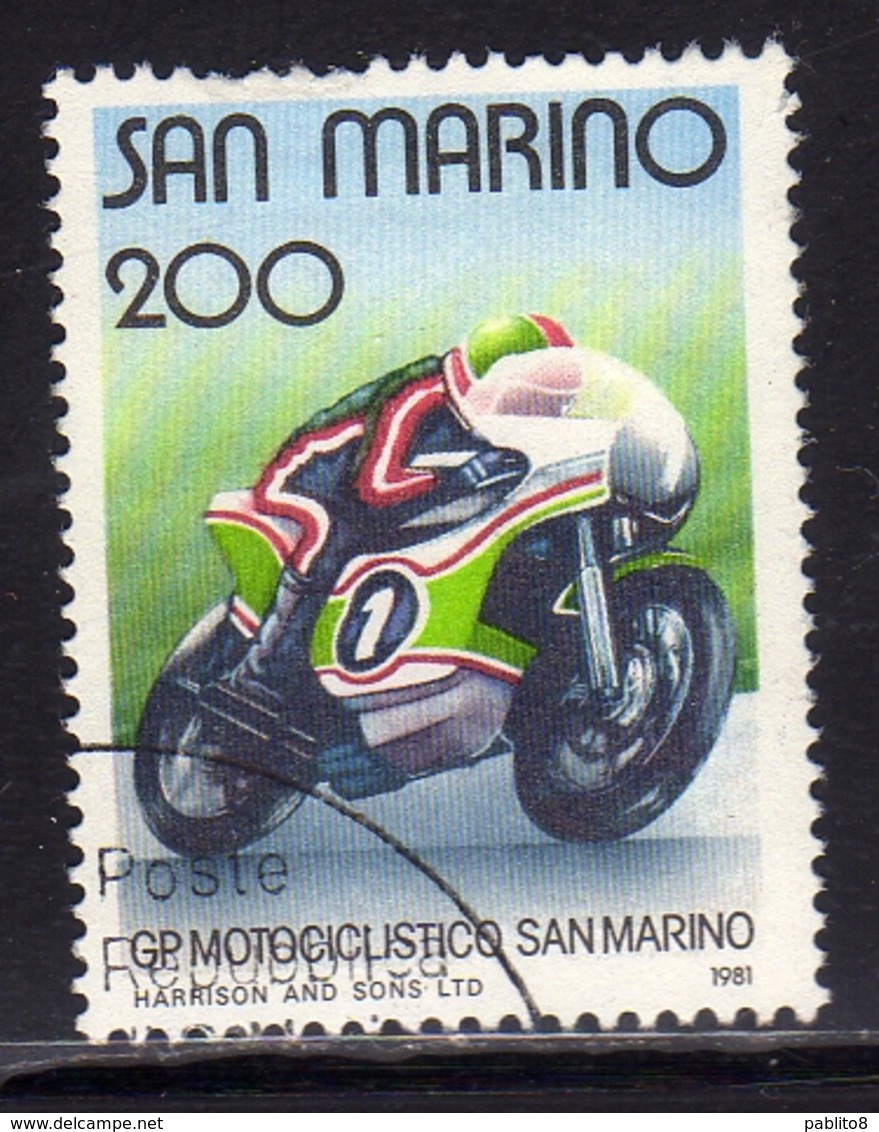 REPUBBLICA DI SAN MARINO 1981 GRAN PREMIO MOTOCICLISTICO MOTORCYCLE GRAND PRIX LIRE 200 USATO USED OBLITERE' - Gebraucht