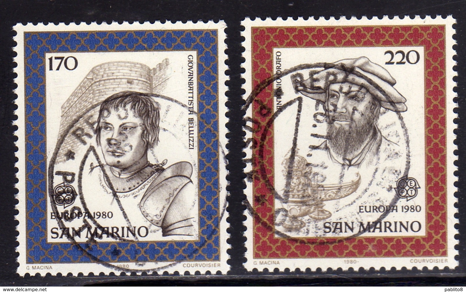 REPUBBLICA DI SAN MARINO 1980 EUROPA UNITA CEPT SERIE COMPLETA COMPLETE SET USATA USED OBLITERE' - Usados