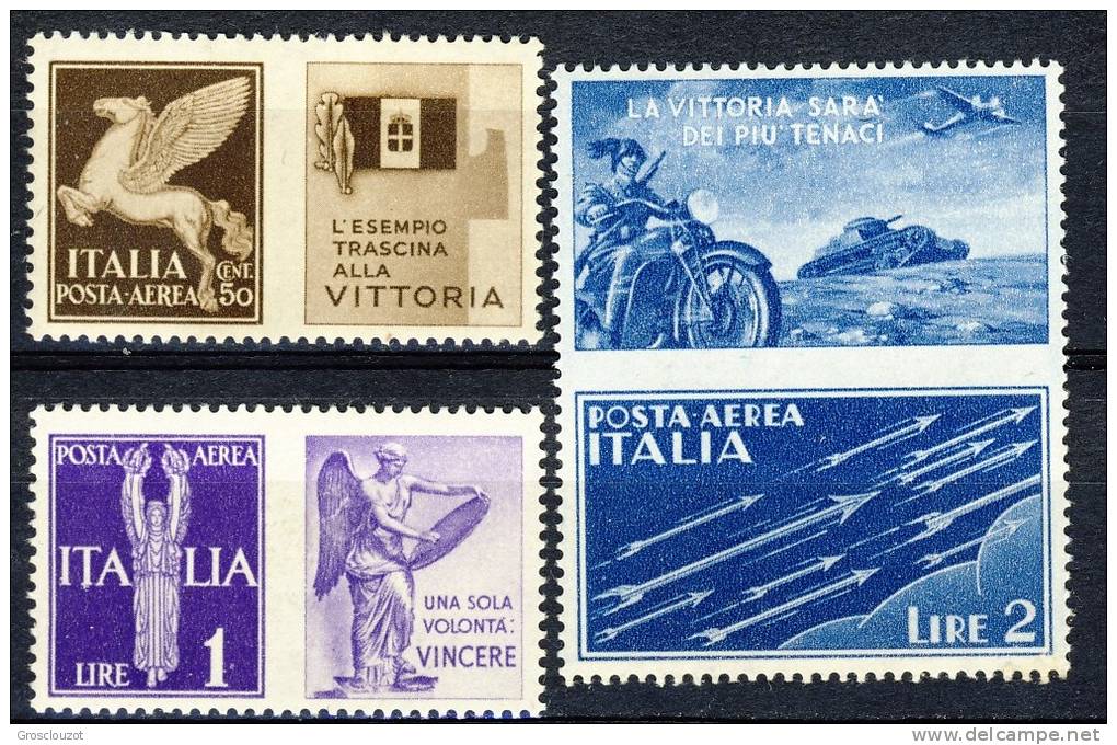 Regno VE3, Propaganda Di Guerra SS160 Francobolli Aerea+appendici N 12A-12B-12C MNH, Centrati Freschi CERTIFICATO BIONDI - Propagande De Guerre