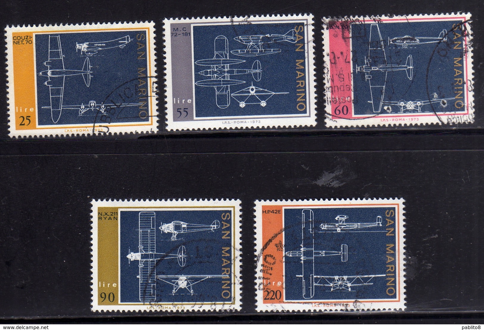 REPUBBLICA DI SAN MARINO 1973 DISEGNI COSTRUTTIVI SERIE COMPLETA COMPLETE SET USATO USED OBLITERE' - Used Stamps