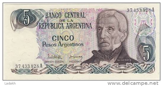BILLET # ARGENTINE # 1983/84 # 5 PESOS # CINCO PESOS # GENERAL SAN MARTIN - Argentina