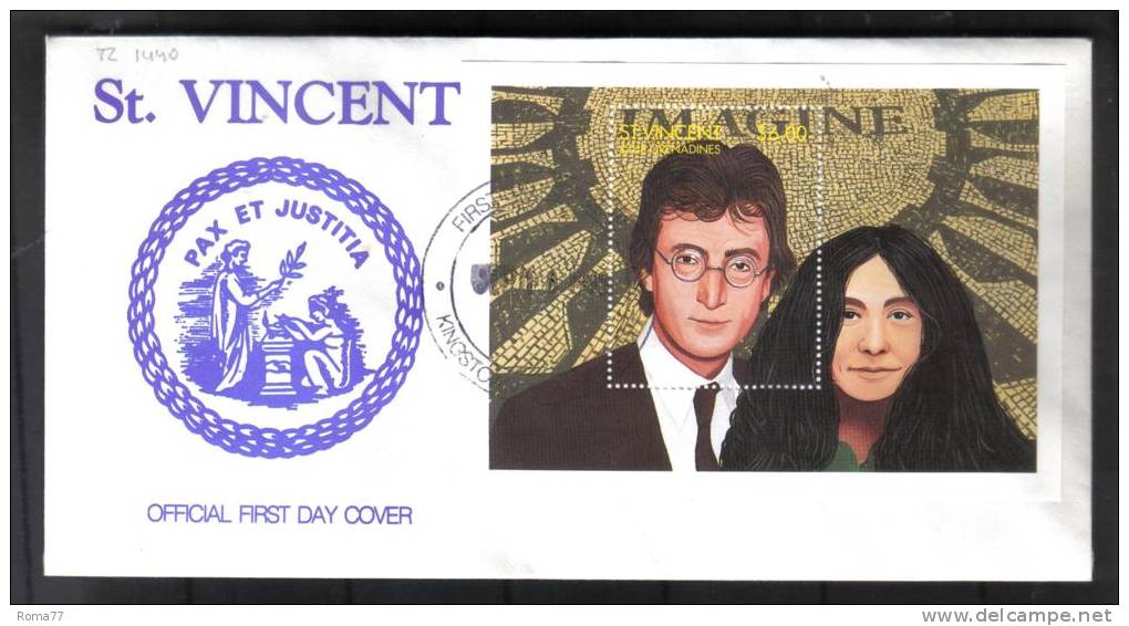 TZ1440 - ST. VINCENT , Busta 1° Giorno FDC In Onore Di "imagine" Di John Lennon - St.Vincent & Grenadines