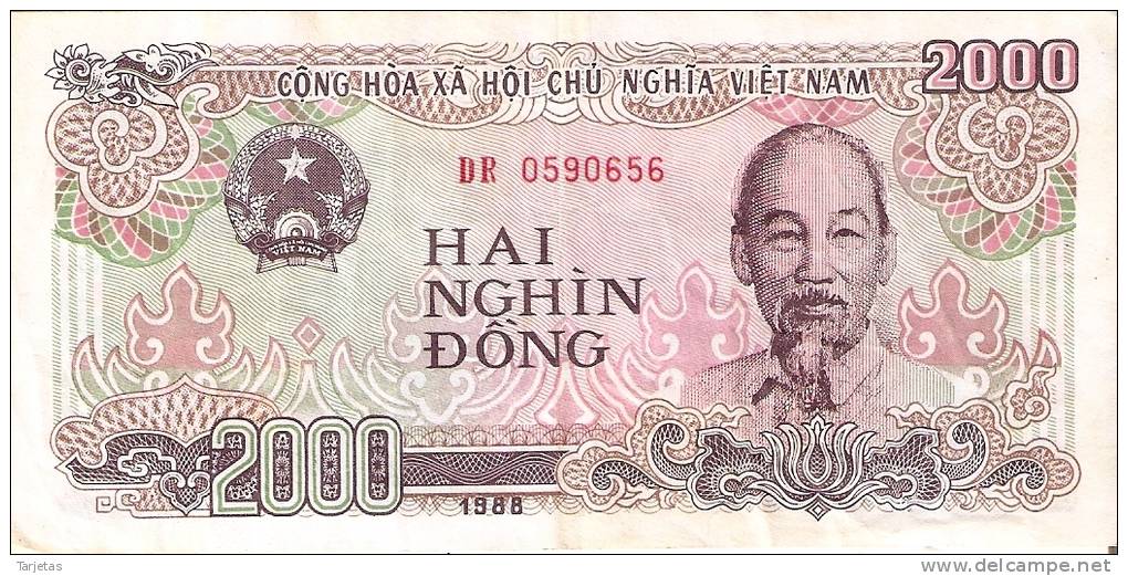 BILLETE DE VIETNAM DE 2000 DONG DEL AÑO 1988  (BANKNOTE) - Vietnam