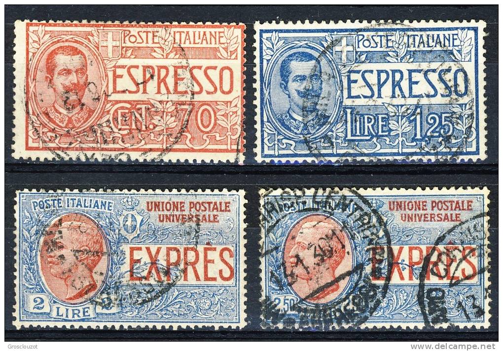 Regno 1925-26 Espressi Serie N. 11-14 Usati (n. 13 Perfetta Centratura,  Firmato BIONDI) Cat. € 220 - Eilsendung (Eilpost)