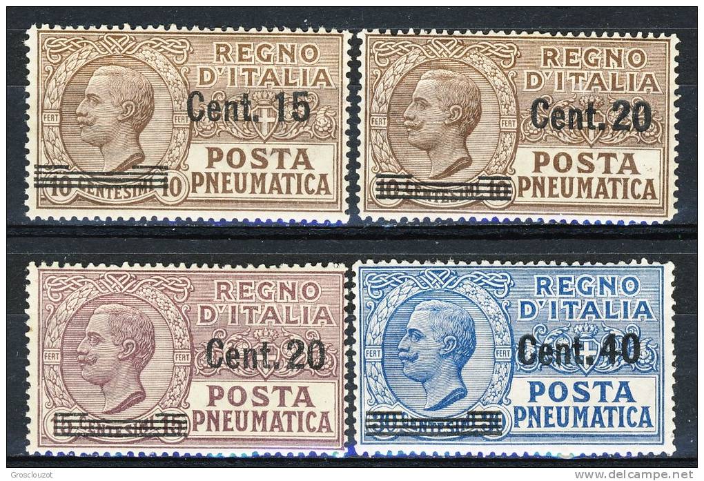 Regno 1924-25 Posta Pneumatica N. 4-7 MNH Cat. € 120 - Correo Neumático