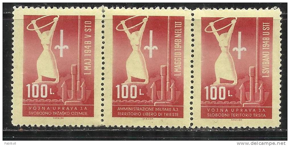 TRIESTE B 1948 FRANCOBOLLI DI YUGOSLAVIA SOPRASTAMPATI 1° MAGGIO 1th MAY SERIE COMPLETA JUGOSLAVIA OVERPRINTED MNH - Neufs