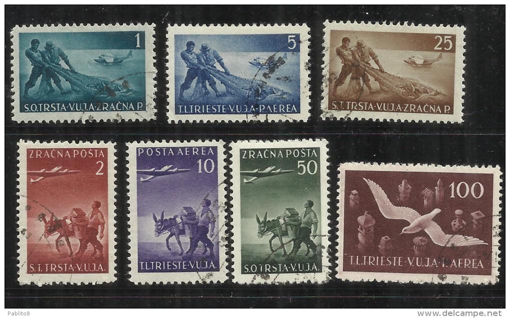 TRIESTE B 1949 POSTA AEREA FRANCOBOLLI DI YUGOSLAVIA SOPRASTAMPATI SERIE COMPLETA AIR MAIL JUGOSLAVIA OVERPRINTED USED - Luftpost