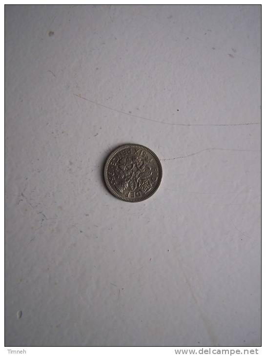 Pièce Monnaie  - Six Pence 1953 ELISABETH II DEI GRATIA  BRITT OMN REGINA - 3 Grammes 2cm - état BON Correct - H. 6 Pence