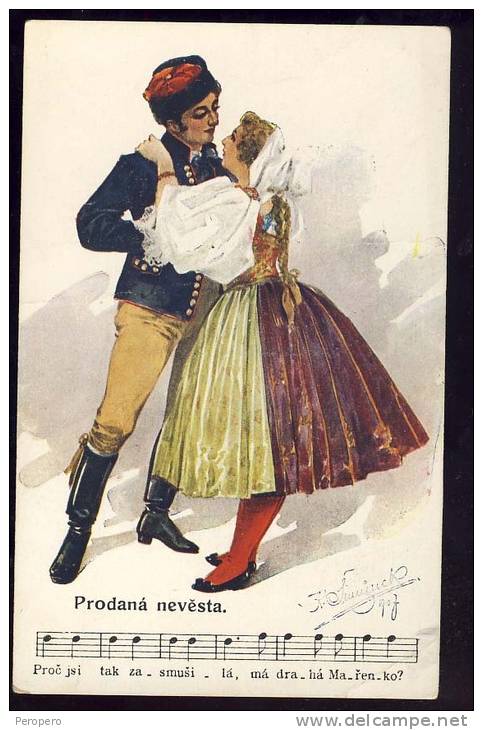 OPERA PRODANA NEVESTA Czech Composer Bed&#345;ich Smetana  "The Bartered Bride " OLD POSTCARD - Opéra