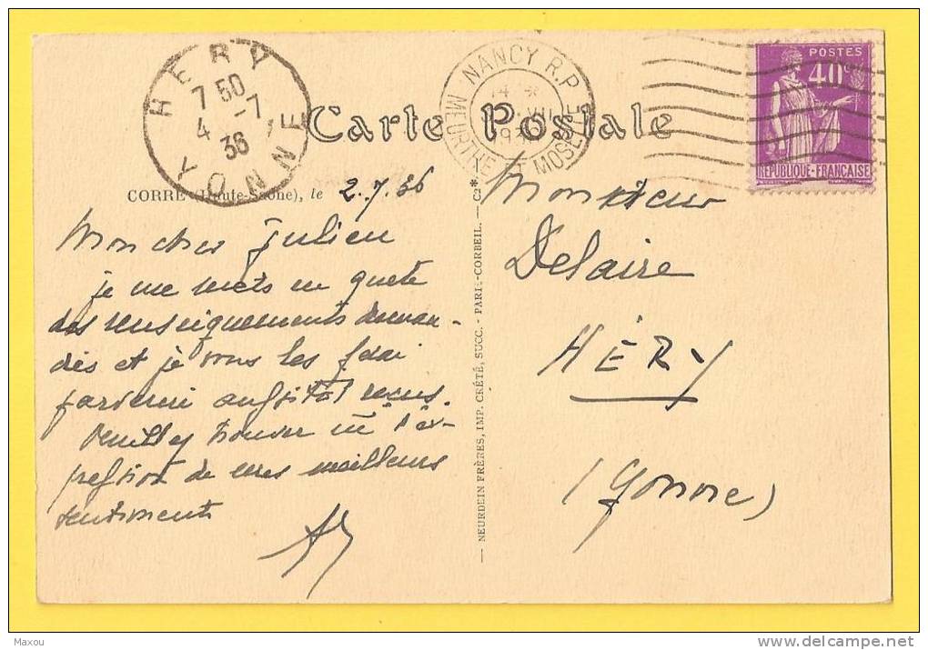 FRANCE / CORRE : Vue Aérienne (CPA1938) - Autres & Non Classés