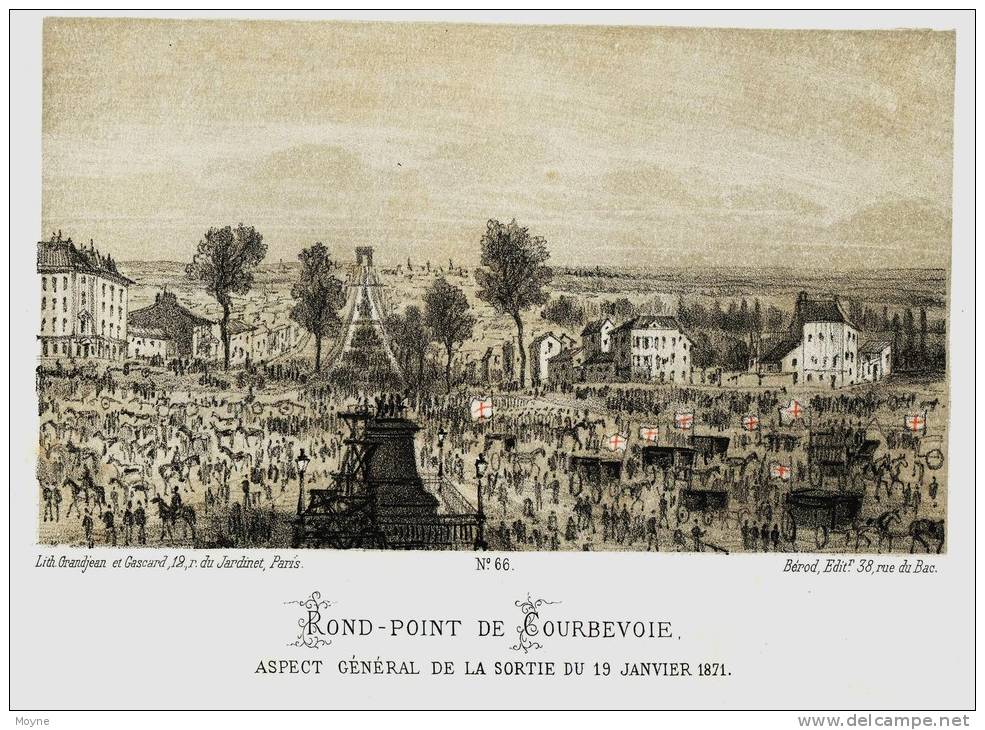 Gravure COURBEVOIE Le ROND POINT- SIEGE De PARIS  -LA GUERRE FRANCO-PRUSSIENNE ET LA COMMUNE DE PARIS, 1870-1871 - Stampe & Incisioni