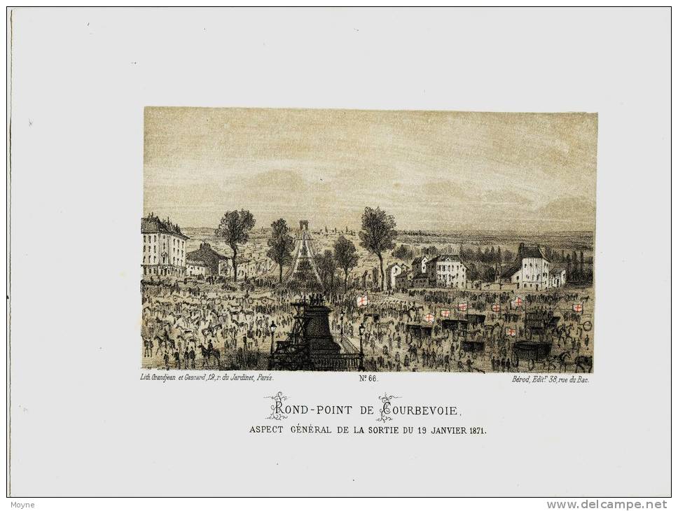 Gravure COURBEVOIE Le ROND POINT- SIEGE De PARIS  -LA GUERRE FRANCO-PRUSSIENNE ET LA COMMUNE DE PARIS, 1870-1871 - Stampe & Incisioni