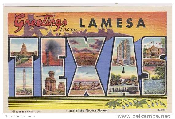 Texas Lamesa Greetings From Large Letter Linen Curteich - Altri & Non Classificati