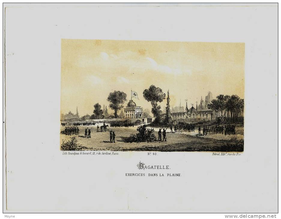 Gravure  BAGATELLE  Exercices  - SIEGE De PARIS  1871 - LA GUERRE FRANCO-PRUSSIENNE ET LA COMMUNE DE PARIS,.- Militaria - Stampe & Incisioni