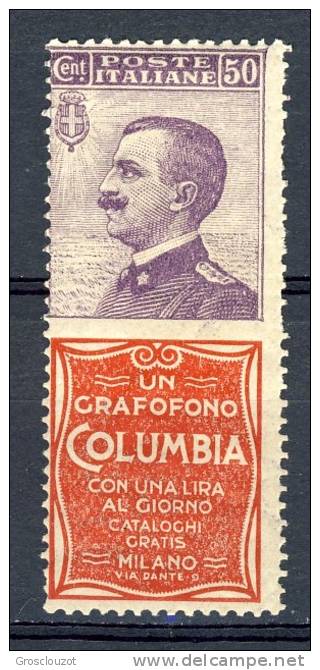 Regno VE2  Pubblicitari SS 2302 N. 11 C. 50 Violetto E Rosso Columbia,MNH - Publicity