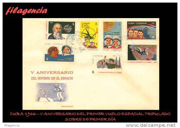 AMERICA. CUBA SPD-FDC. 1966 V ANIVERSARIO DEL PRIMER VUELO ESPACIAL TRIPULADO - FDC