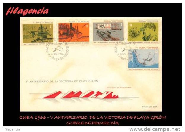 AMERICA. CUBA SPD-FDC. 1966 V ANIVERSARIO DE LA VICTORIA DE PLAYA GIRÓN - FDC