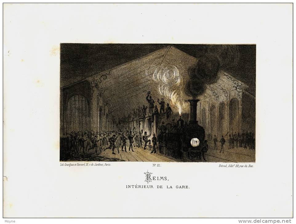 Gravure  REIMS  Int. De La GARE De  NUIT - SIEGE De PARIS  (Paris 1870) - LA GUERRE FRANCO-PRUSSIENNE ET LA COMMUNE - Stampe & Incisioni