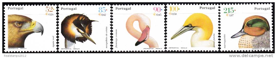 PORTUGAL - 2000,   Aves De Portugal. Emissão Base (1.º Grupo) ( Série, 5 Valores )   ** MNH  MUNDIFIL  Nº 2672/6 - Ongebruikt