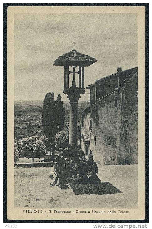 FIESOLE - S. Francesco - Croce E Piazzale Della Chiesa --- PACE E BENE On Back Side Of Postcard - Altri & Non Classificati