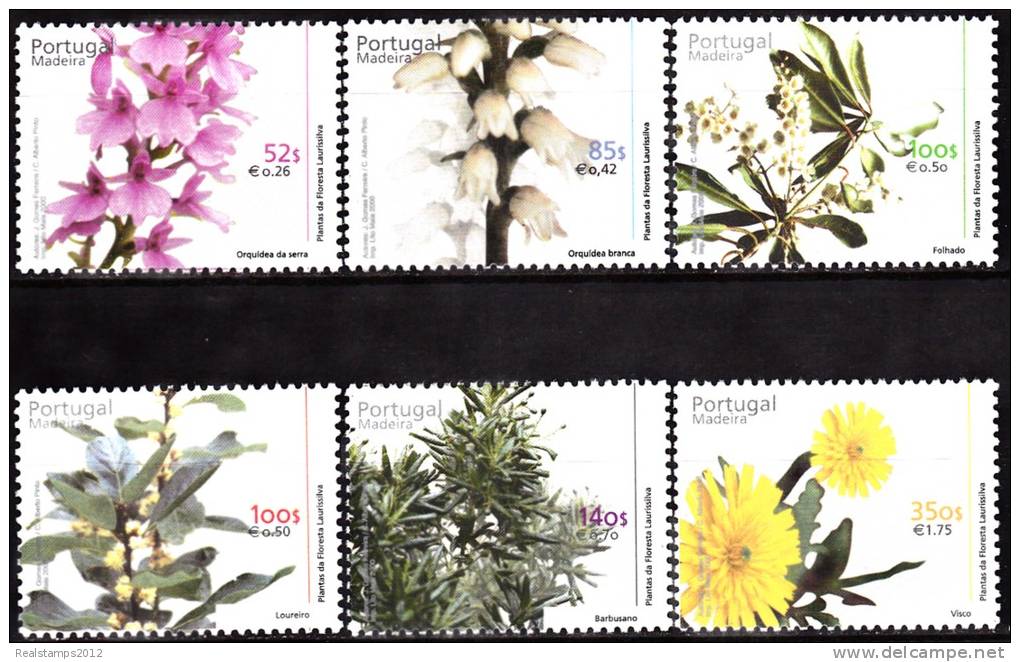 PORTUGAL - 2000,  Plantas Da Floresta Laurissilva Da Madeira ( Série, 6 Valores )   ** MNH  MUNDIFIL  Nº 2711/6 - Nuevos