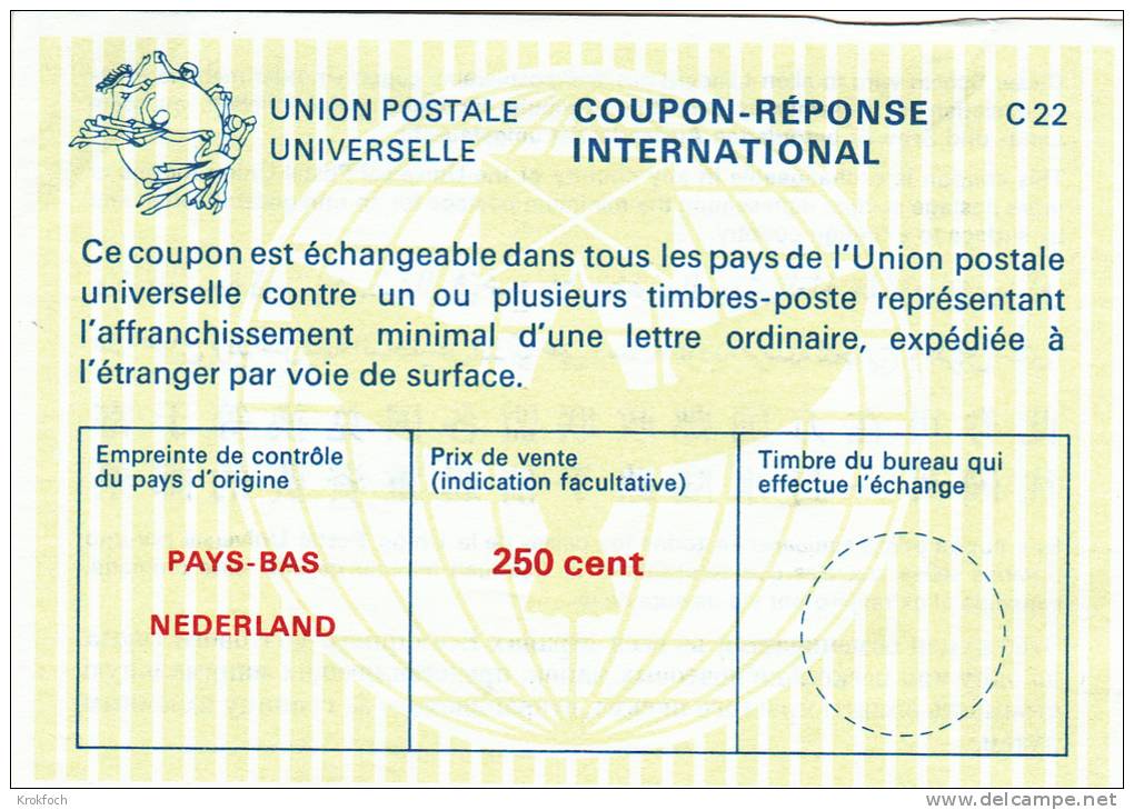 Coupon Réponse IRC Pays-Bas 250 Cent - C 22 Nederland - Antwoordbons