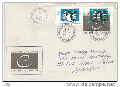 Lettre Conseil De L´Europe (Oeuvre De Tomi Ungerer) 122/23 Adressée En Andorre, Avec Timbre A Date Arrivée Andorre - European Community