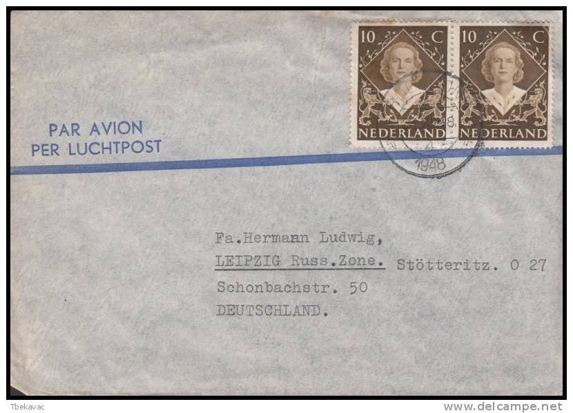 Netherlands 1948, Airmail Cover To Germany - Poste Aérienne