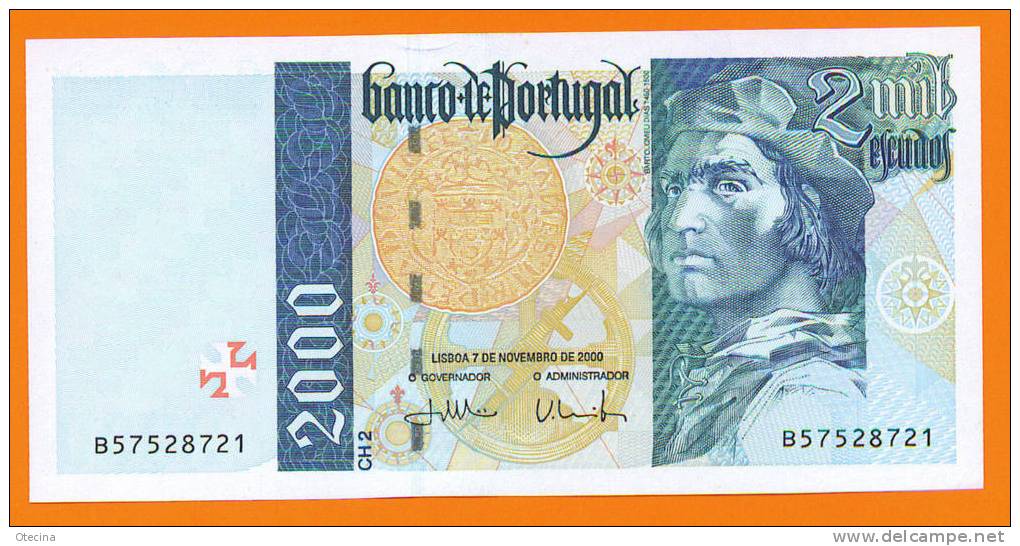 # PORTUGAL 2000 Escudos Chapa 2 07/11/2000 P#189d AUNC - Portugal