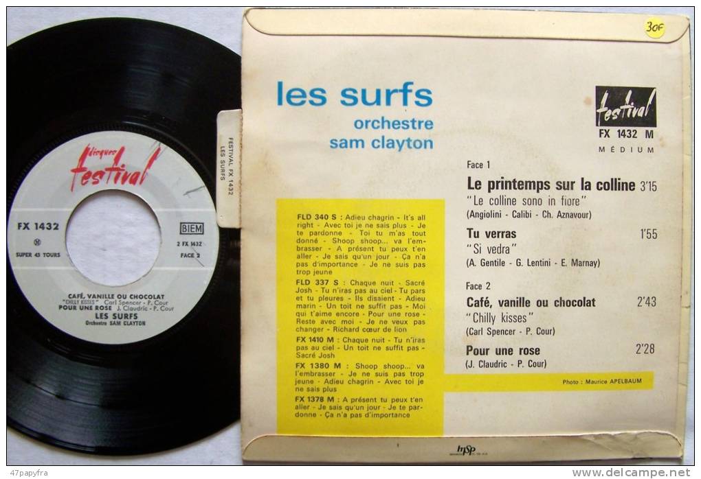 EP 45T + Languette Les SURFS / AZNAVOUR Le Printemps... Année1965 EX EX   Parfait état - 45 T - Maxi-Single