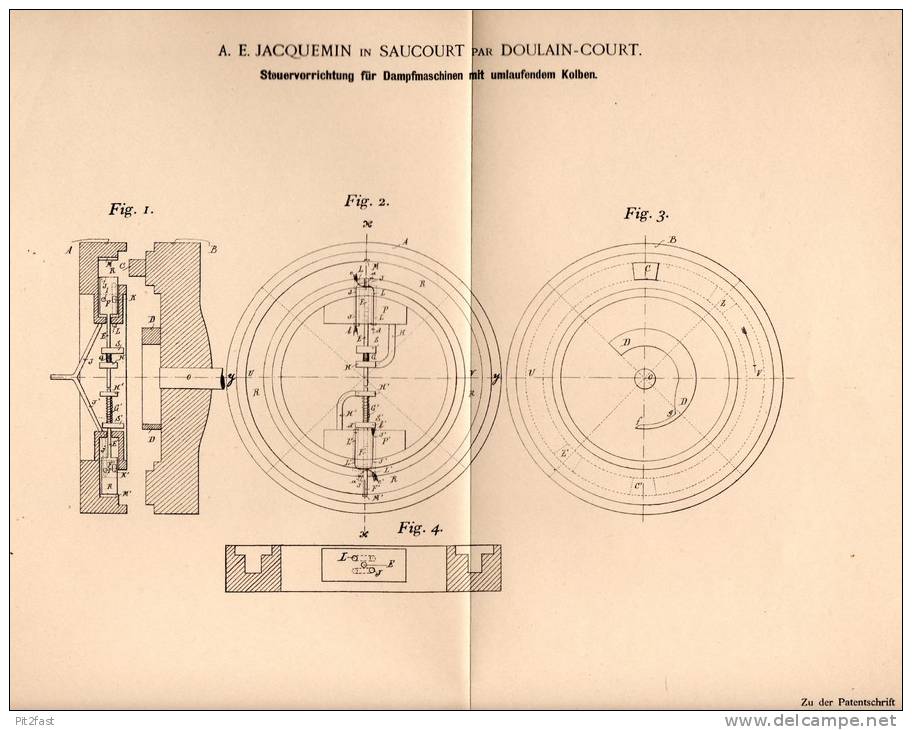 Original Patentschrift - A. Jacquemin In Saucourt Par Doulaincourt , 1899 , Contrôle Pour Machines à Vapeur !!! - Historische Dokumente