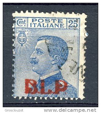 Regno VE3 BLP N. 16 Soprastampa Rossa 3° Tipo Su C. 25 Azzurro, Usato, Firmato BIONDI  Cat.€ 800 - Timbres Pour Envel. Publicitaires (BLP)