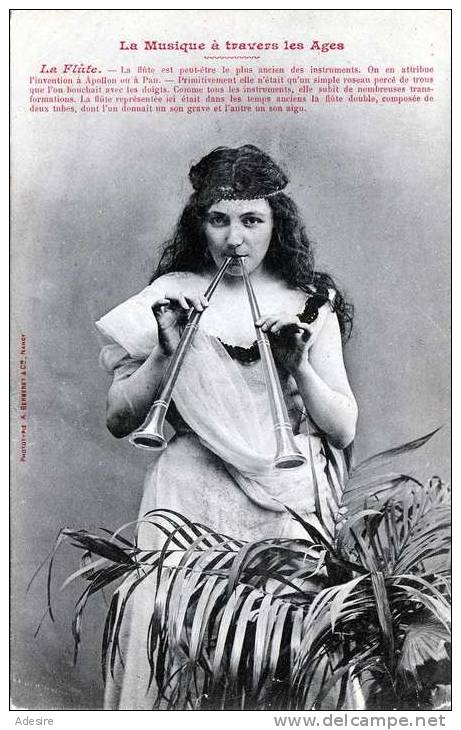 La Musique à Travers Les Ages, La Flüte, Karte Nicht Gelaufen 190?, Verlag Berberet & Co Nancy - Women