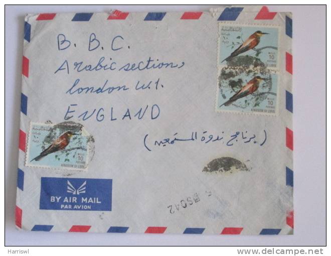 LIBYA AIRMAIL COVER TO BBC  LONDON 1965 ERA BIRD STAMPS - Libya