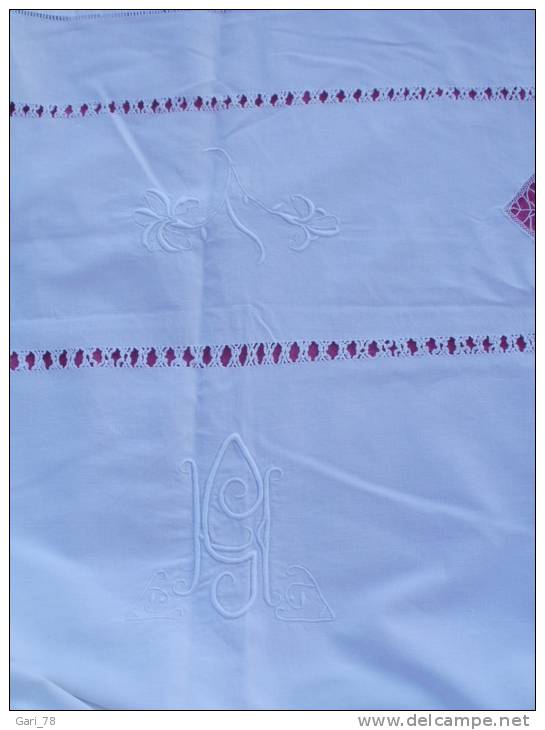 DRAP Ancien Brodé, Ajouré Et Monogrammé 204 X 302 - EXCEPTIONNEL - Sabanas/Cubrecamas