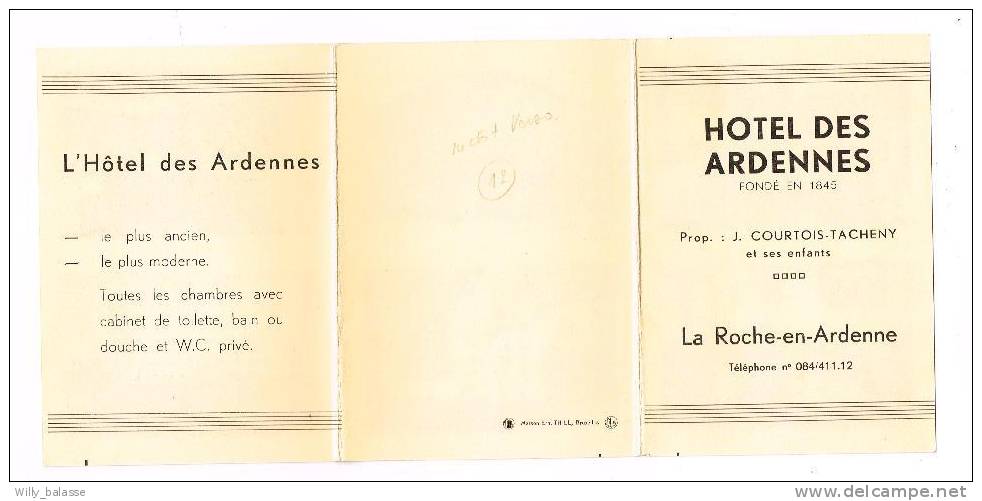 "Prospectus Dépliant - Hôtel Des Ardennes - LaRoche En Ardenne" - Publicités