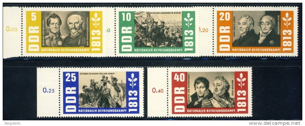 1963 GDR Complete MNH (**)  Set Of 5 Stamps " Fight For Freedom  "  Michel  988-92 - Unused Stamps