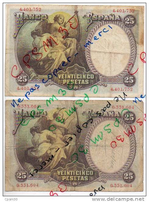 Billet 25 Pesetas Veinticinco 25 Avril 1931 - VICENTE LOPEZ - 25 Peseten