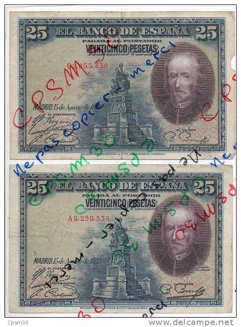 Billet 25 Pesetas Veinticinco - 15 Aout 1928 - CALDERON DE LA BARQUA - 25 Peseten