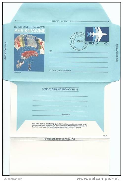 1983 Australian Parachuting 1983 Aerogrammes 1 Mint Unused & 1 FDI  4 Oc 1983 Brisbane Fresh Looking - Aérogrammes