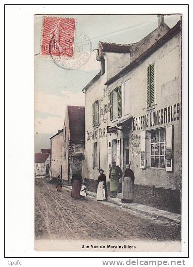 Carte 1906 UN VUE DE MORAINVILLIERS /  Magasin épicerie ,vins ,bonneterie - Morainvilliers