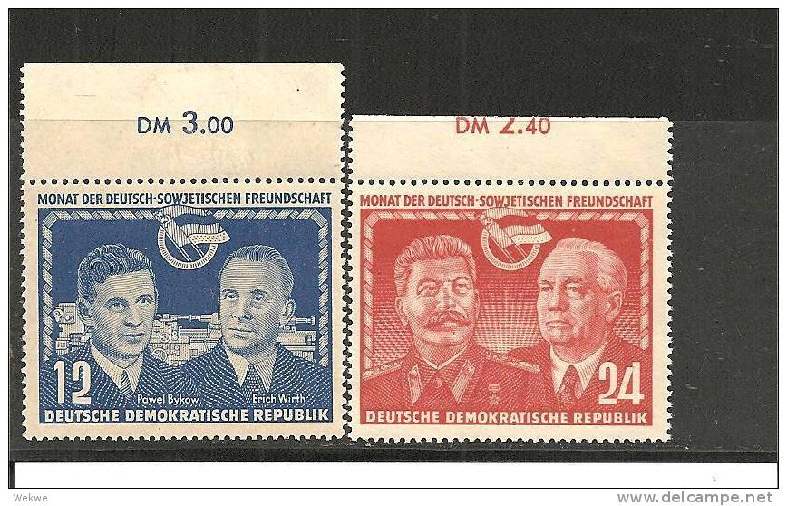 DDRSP038/ Mi.Nr.296-97**/   Dt.-Sowj. Freundschaft 1951, Oberrandsatz - Ungebraucht