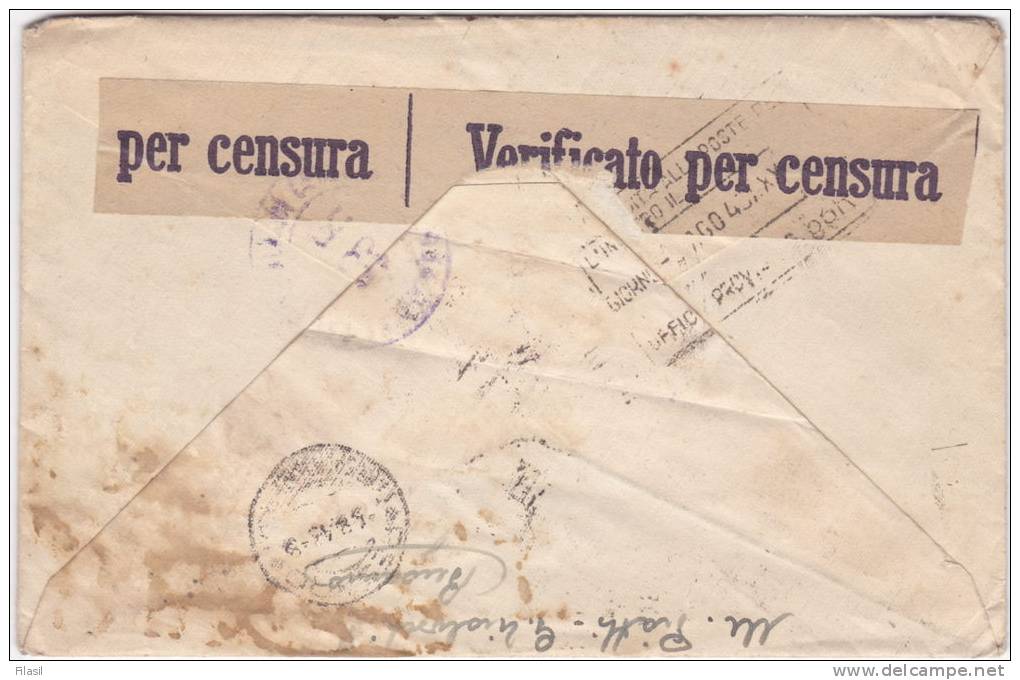 SI53D Italia Italy Regno POSTA MILITARE Affrancata 3 Valori  ESPRESSO 1943 Da Bergamo A Mondolfo Verifica Di Censura - Poststempel