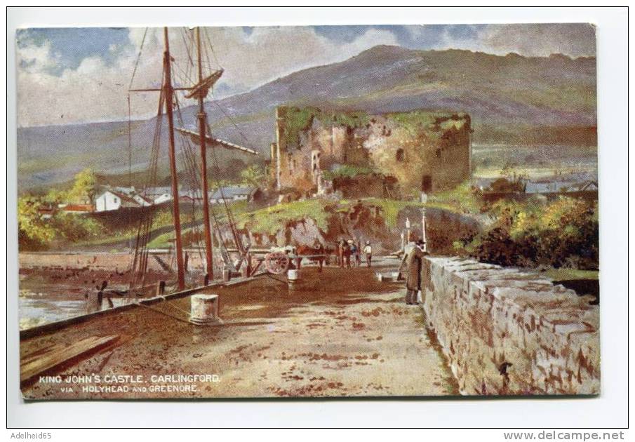 Watercolour King's John Castle, Carlingford Co. Louth Publ. McCorquodale To Hull (London& North Western Railway) - Louth