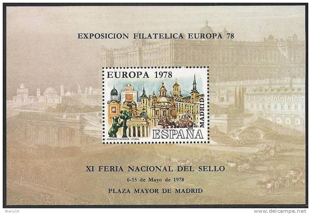 1978-EXPOSICIÓN FILATÉLICA EUROPA 78. XI FERIA NACIONAL DEL SELLO. MADRID-HOJA RECUERDO DENTADA NUMERADA. TIRADA 9500 - Ensayos & Reimpresiones