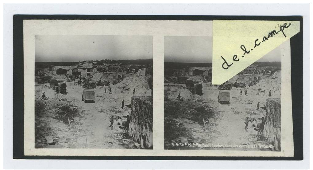 Photo Stéréo GUERRE 1914 / 1918 WAR WW1  AISNE 1918 Positions Boches Dans Les Carrières MARTINET (réf8) - Photos Stéréoscopiques