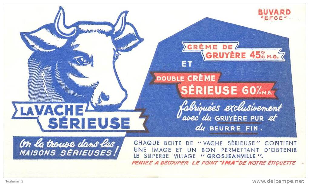 Buvard Réf.063. La Vache Sérieuse - Crème De Gruyère - Produits Laitiers