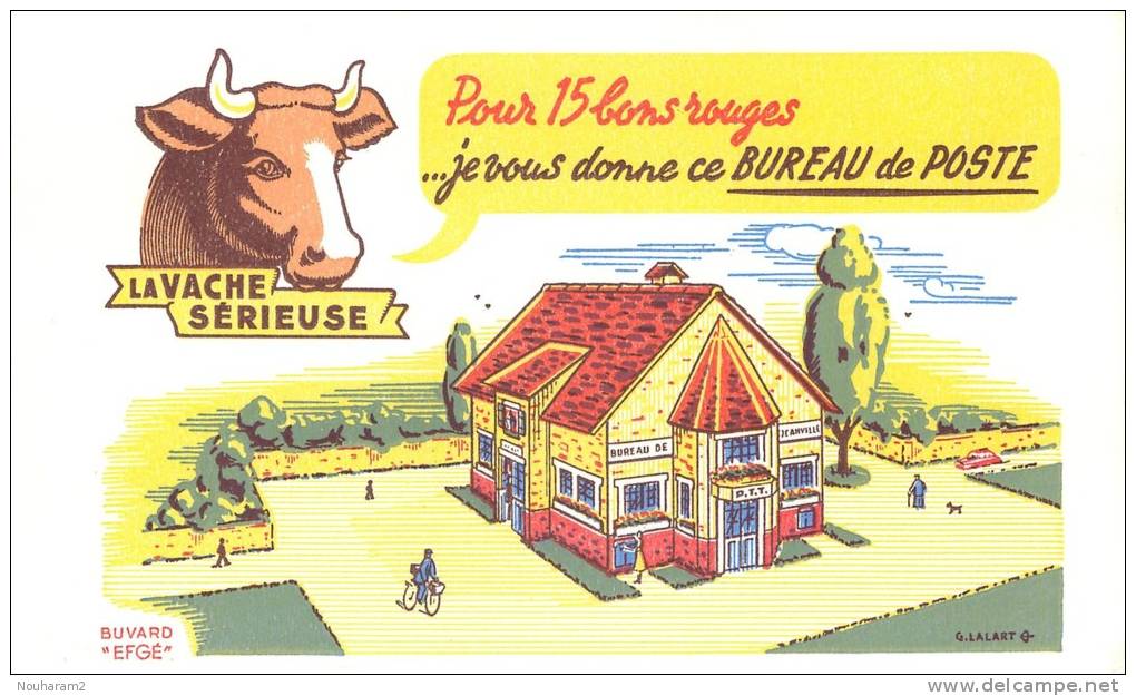 Buvard Réf.085. La Vache Sérieuse - Pour 30 Bons Rouges, Je Vous Donne Ce Bureau De Poste - Tiere